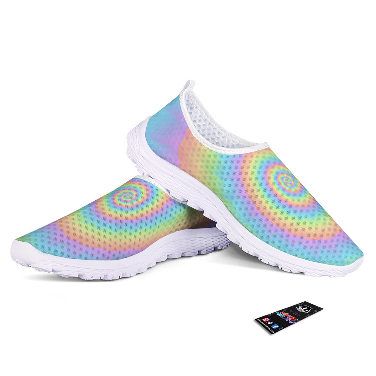 Trippy Spiral Colorful Print Nurse Shoes-grizzshop