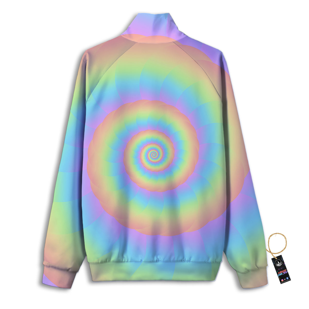 Trippy Spiral Colorful Print Track Jacket-grizzshop