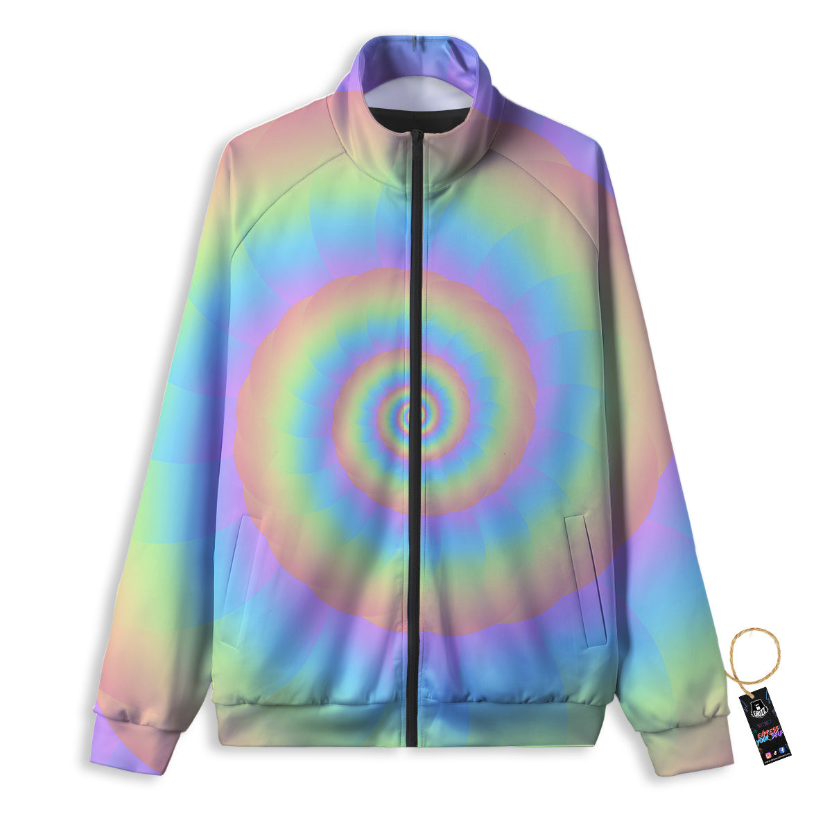 Trippy Spiral Colorful Print Track Jacket-grizzshop