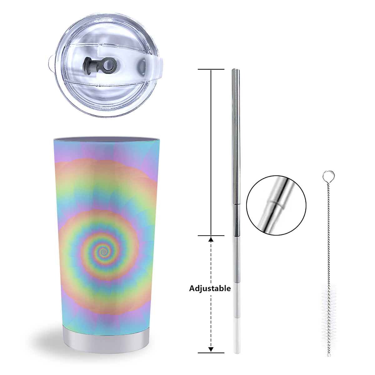 Trippy Spiral Colorful Print Tumbler-grizzshop