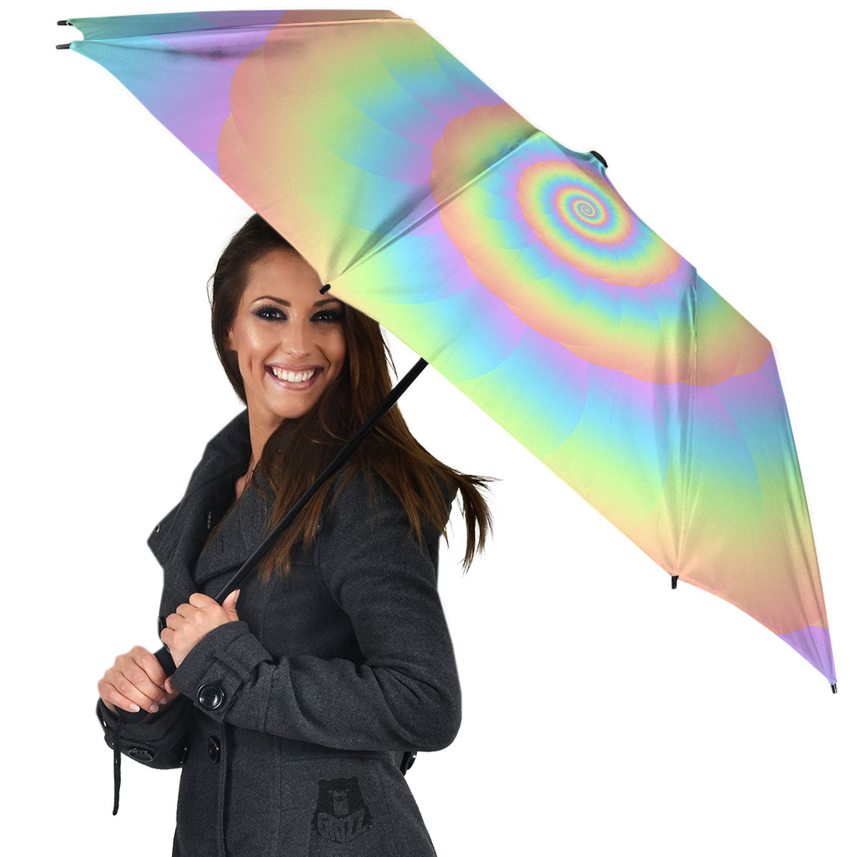 Trippy Spiral Colorful Print Umbrella-grizzshop