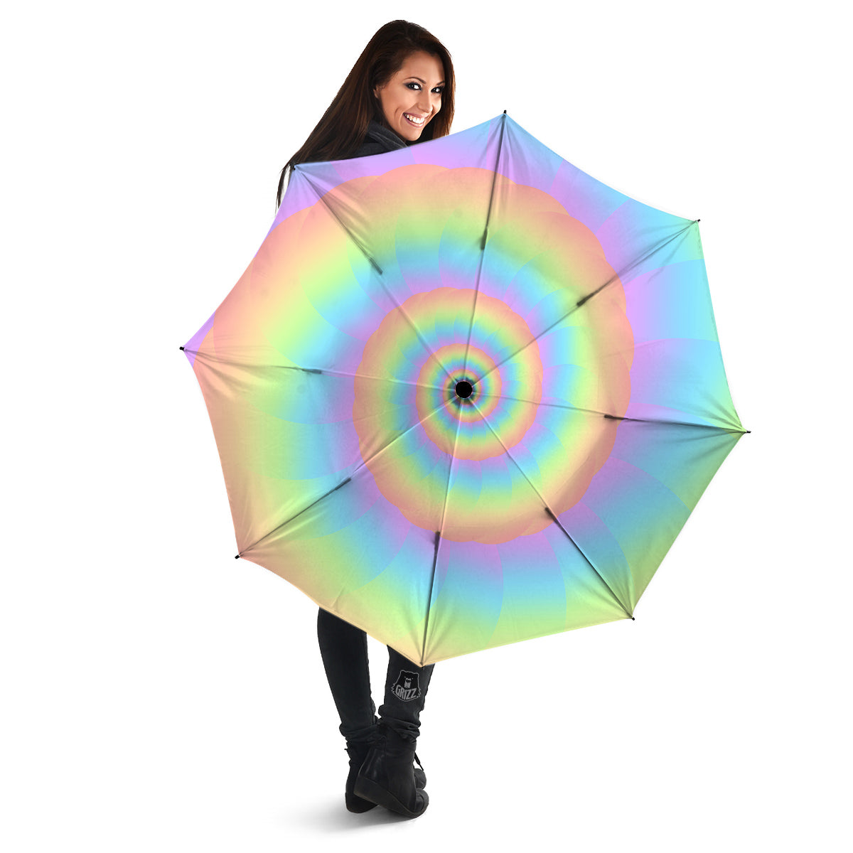 Trippy Spiral Colorful Print Umbrella-grizzshop