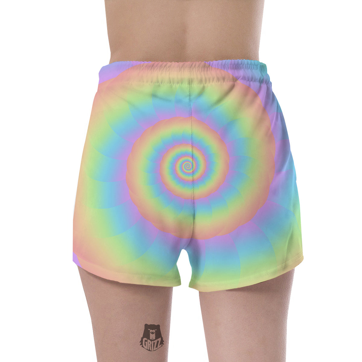 Trippy Spiral Colorful Print Women's Shorts-grizzshop