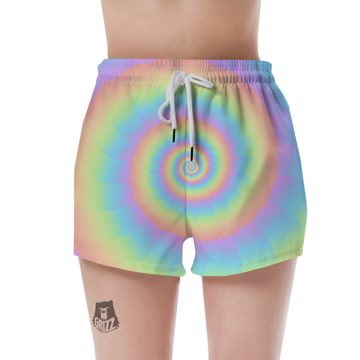 Trippy Spiral Colorful Print Women's Shorts-grizzshop