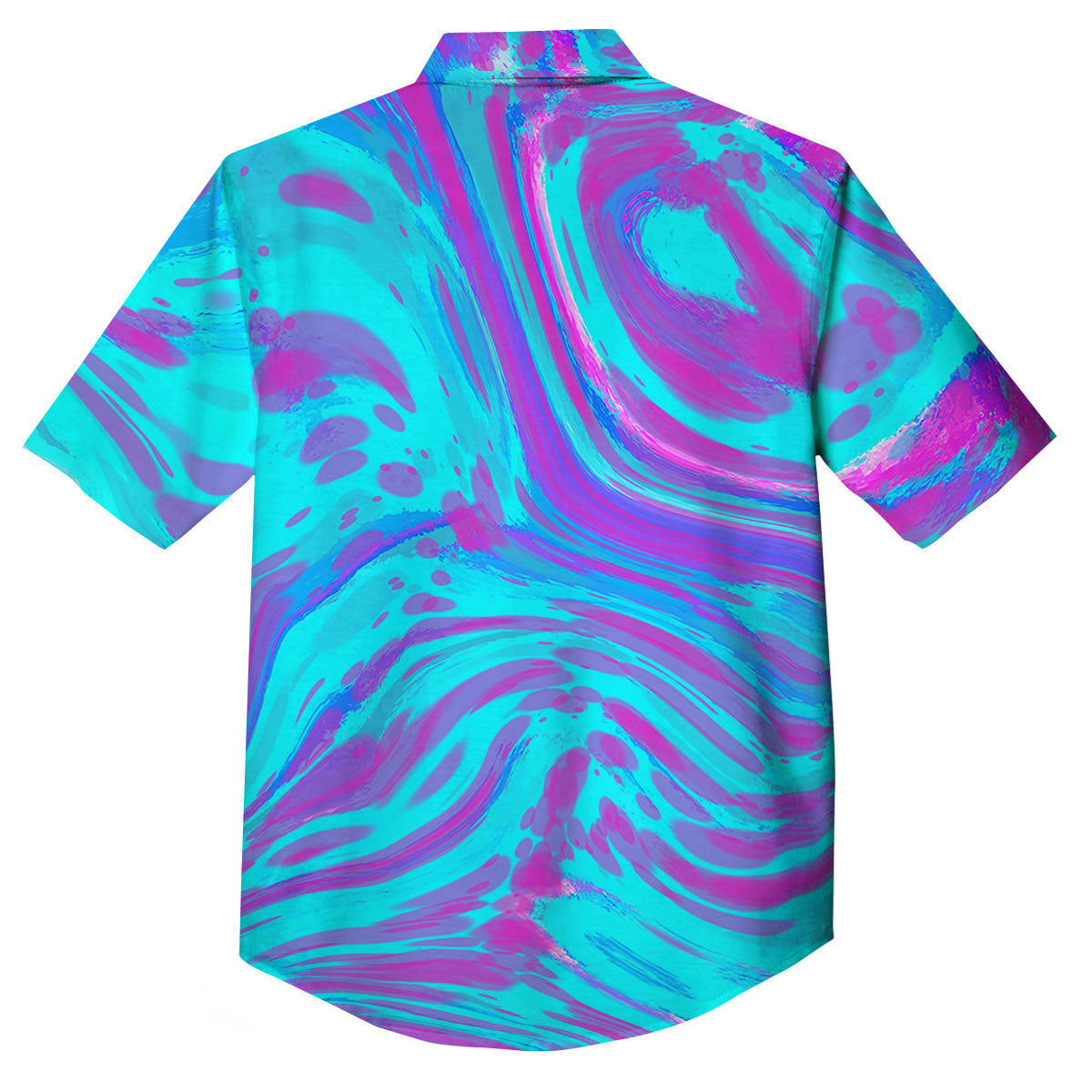 Trippy Turquoise Holographic Print Button Up Shirt-grizzshop