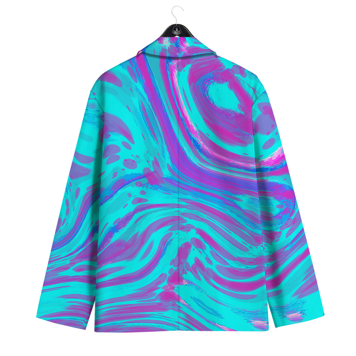 Trippy Turquoise Holographic Print Men's Sport Coat-grizzshop