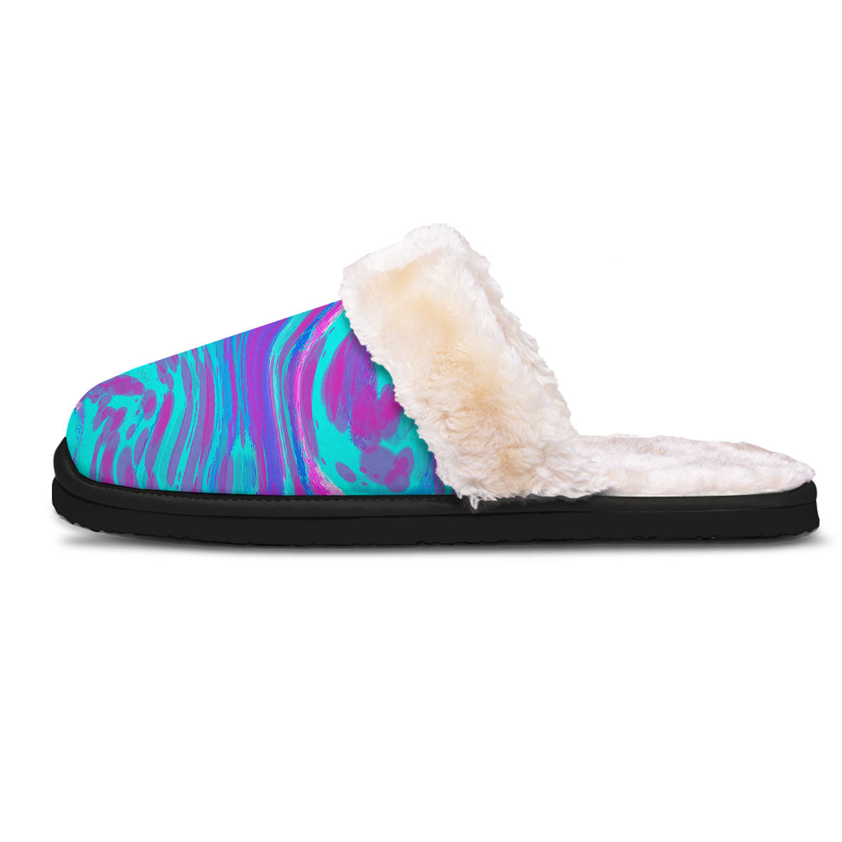 Trippy Turquoise Holographic Print Slippers-grizzshop