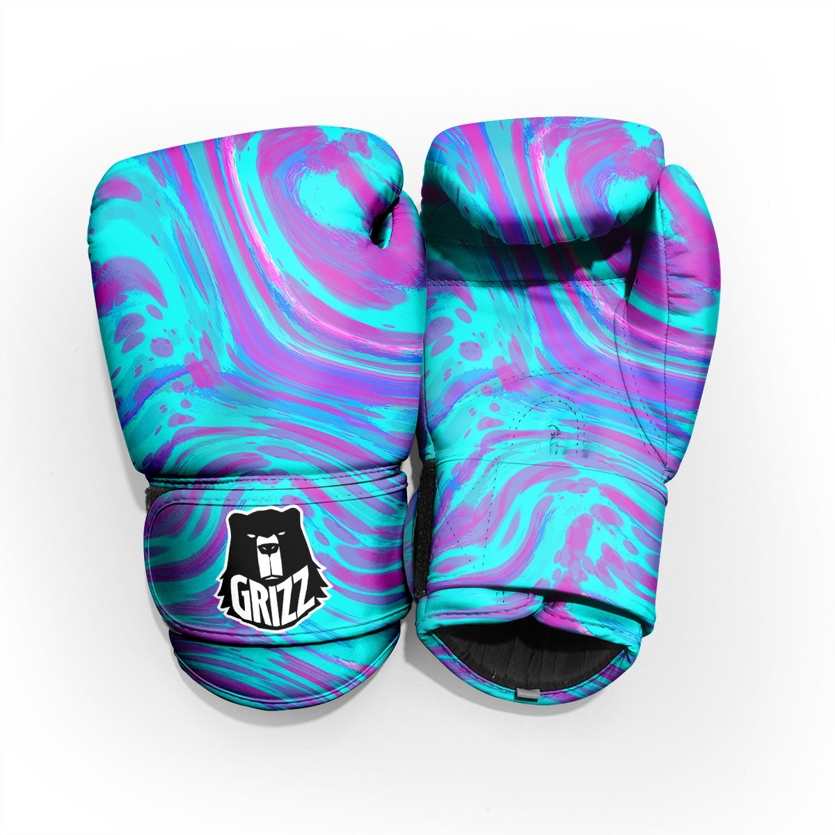 Trippy Turquoise Holographic Print Pro Boxing Glove