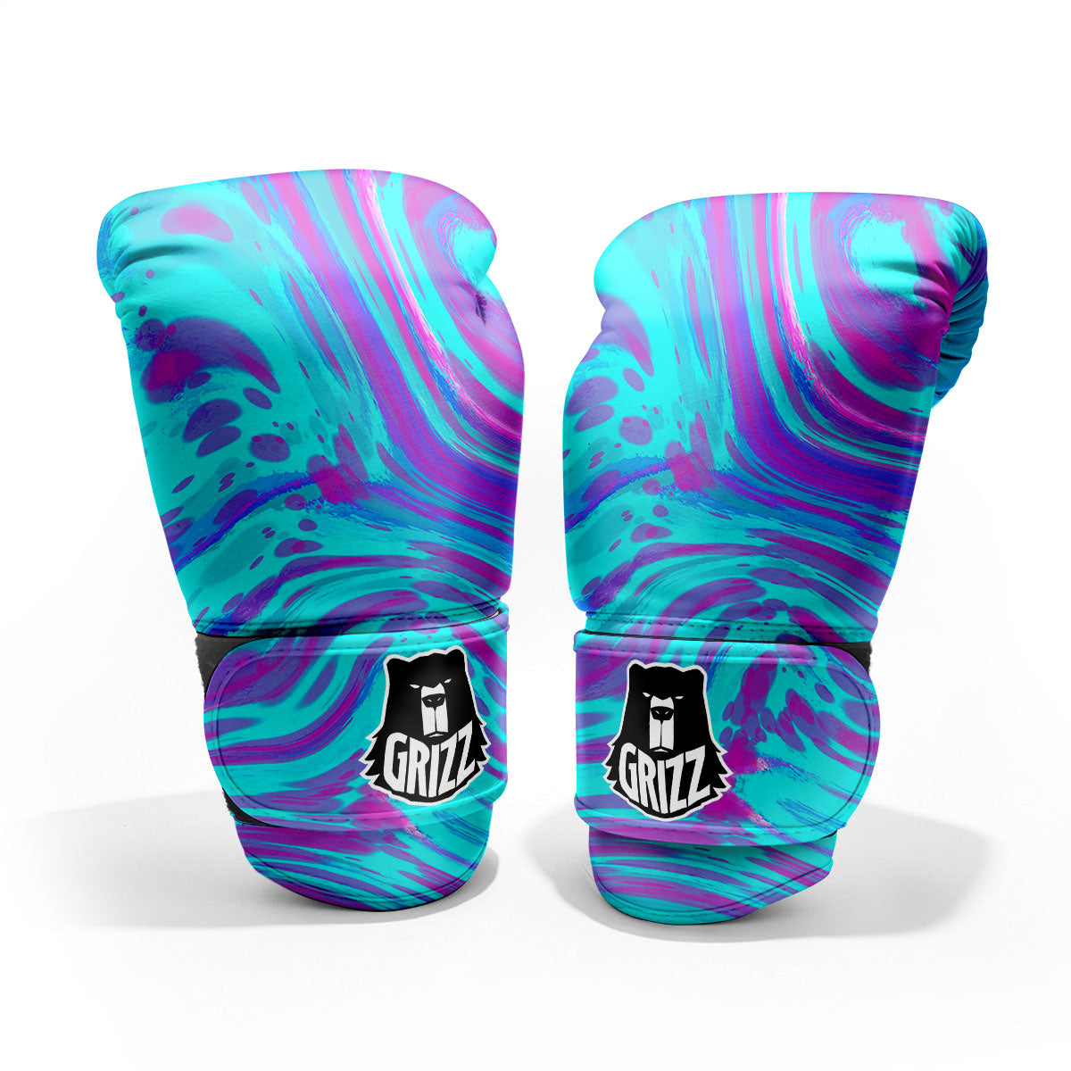 Trippy Turquoise Holographic Print Pro Boxing Glove