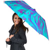 Trippy Turquoise Holographic Print Umbrella-grizzshop