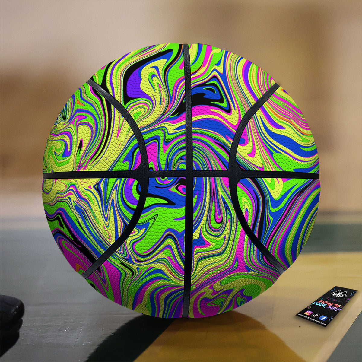 Trippy Abstract Neon Print Basketball