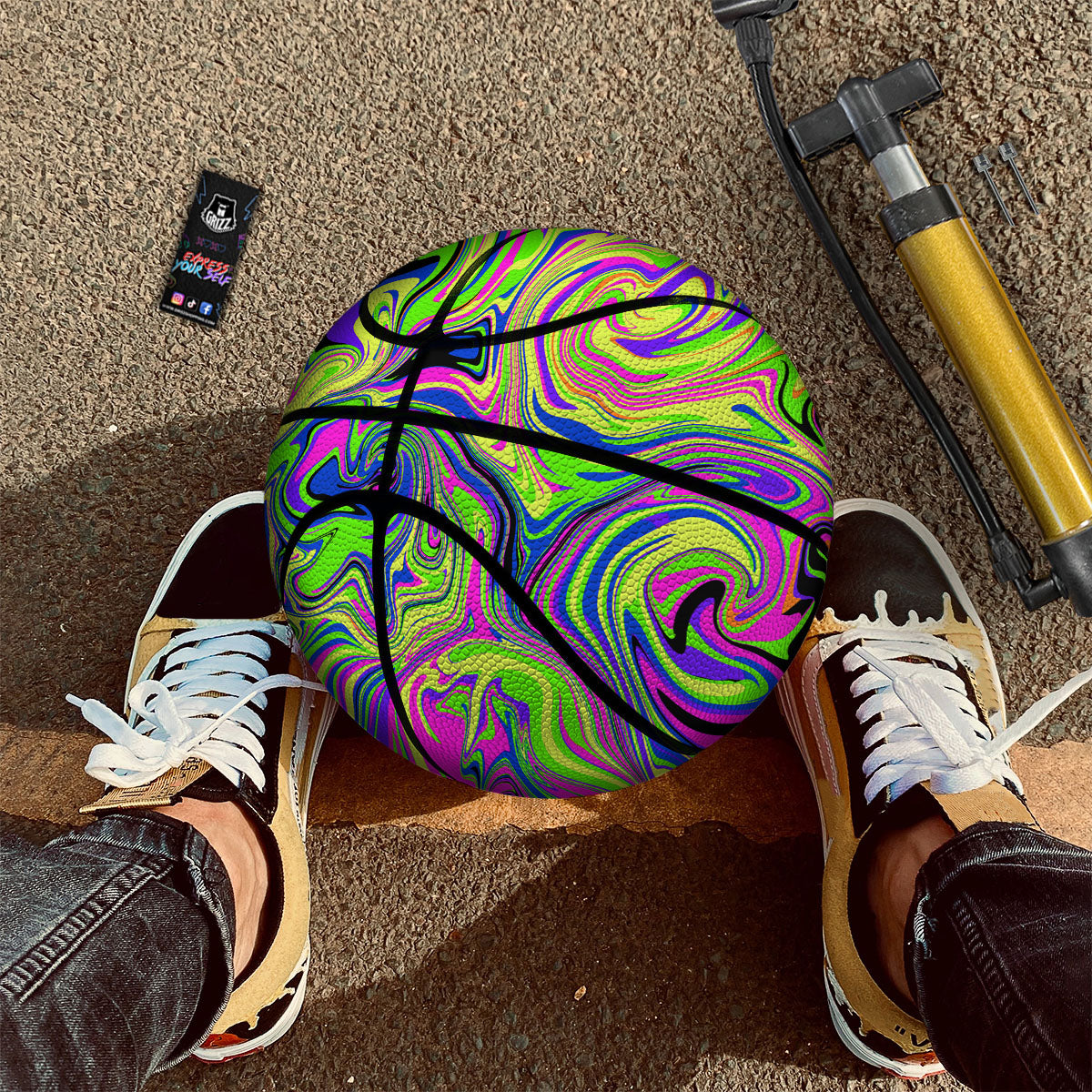 Trippy Abstract Neon Print Basketball
