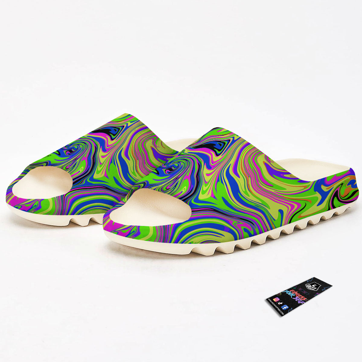 Trippy Abstract Neon Print Sandals-grizzshop