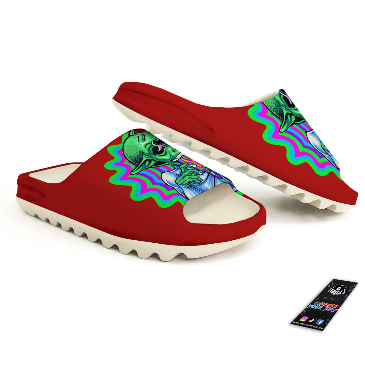 Trippy Alien Crazy Print Sandals-grizzshop