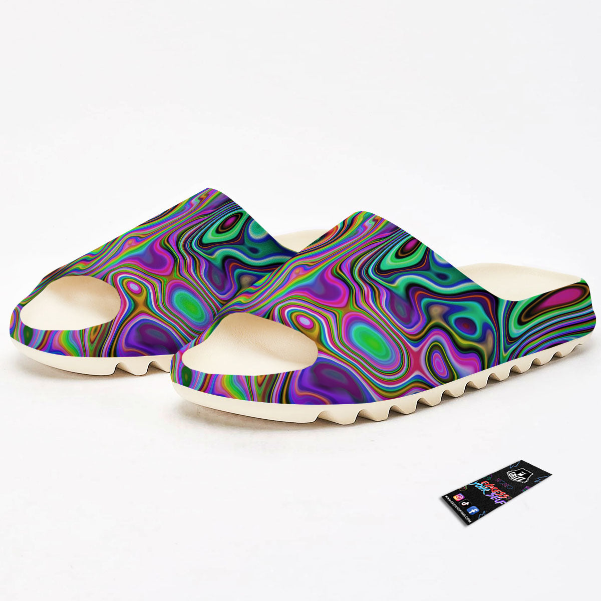 Trippy Liquid Holographic Print Sandals-grizzshop