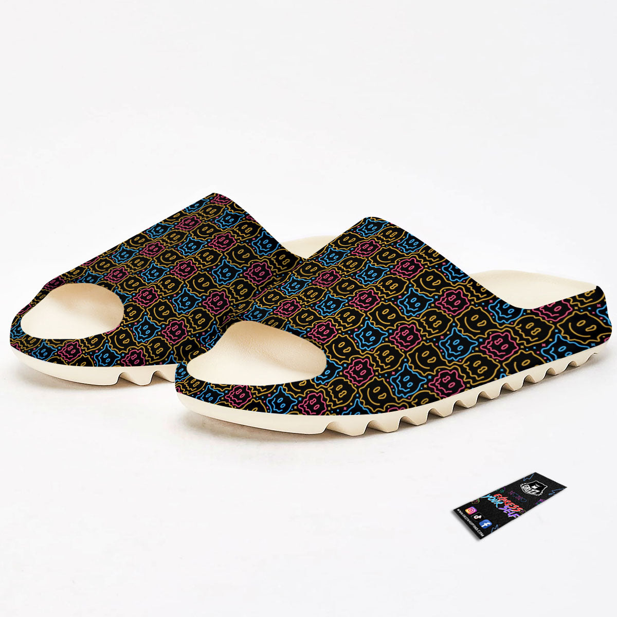 Trippy Neon Psychedelic Print Sandals-grizzshop