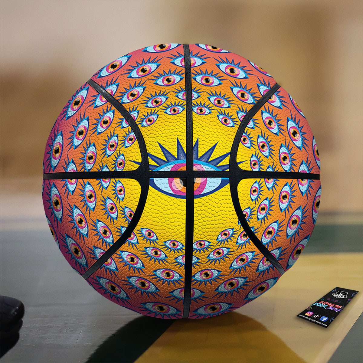 Trippy Psychedelic Eyes Print Basketball