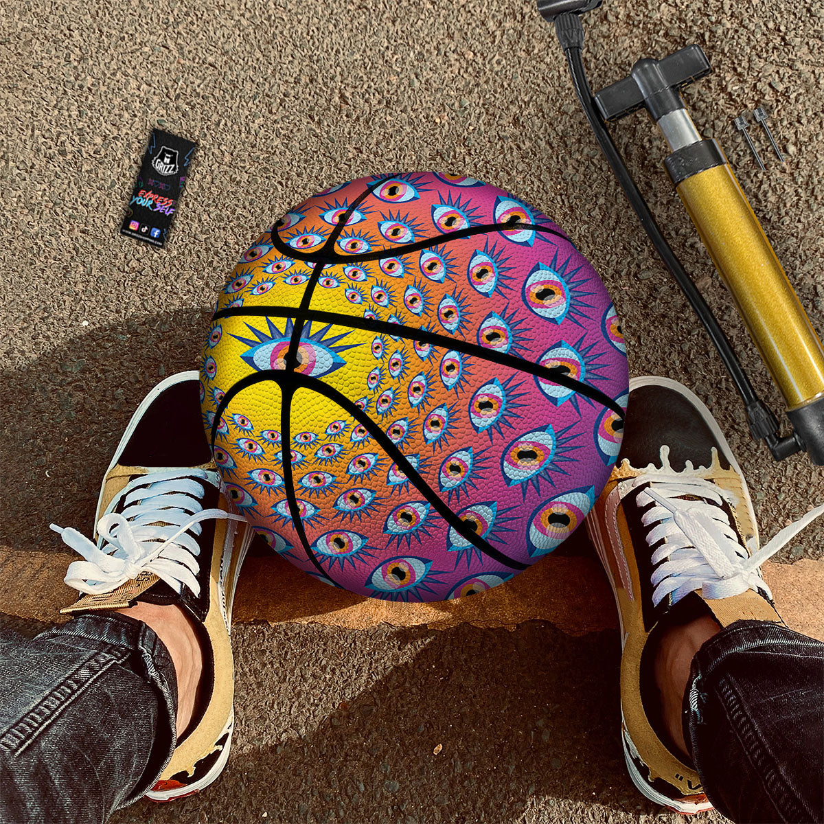 Trippy Psychedelic Eyes Print Basketball