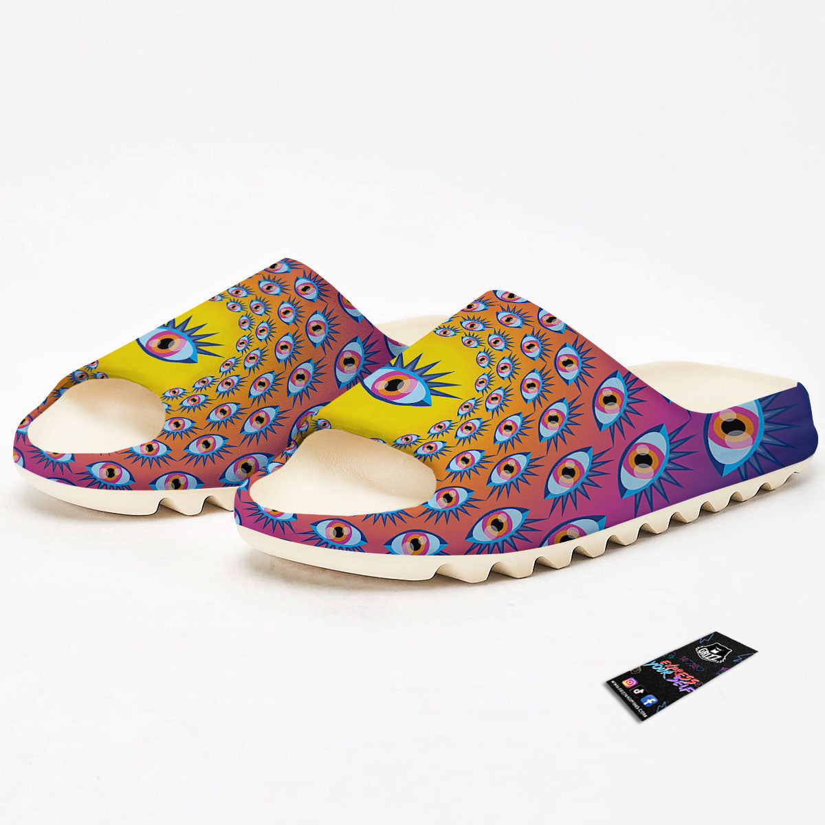 Trippy Psychedelic Eyes Print Sandals-grizzshop