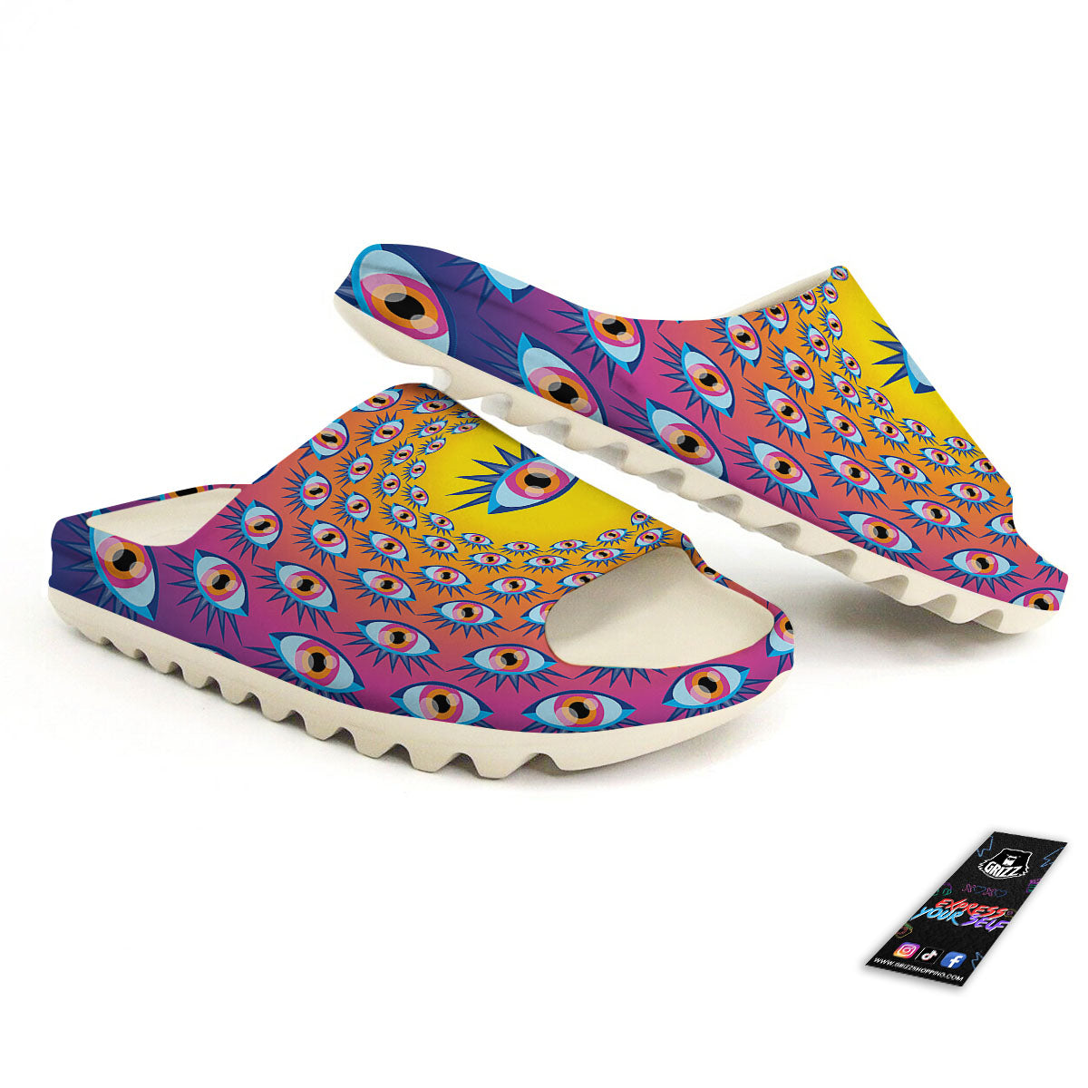 Trippy Psychedelic Eyes Print Sandals-grizzshop