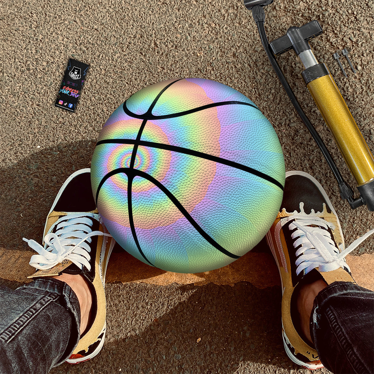 Trippy Spiral Colorful Print Basketball