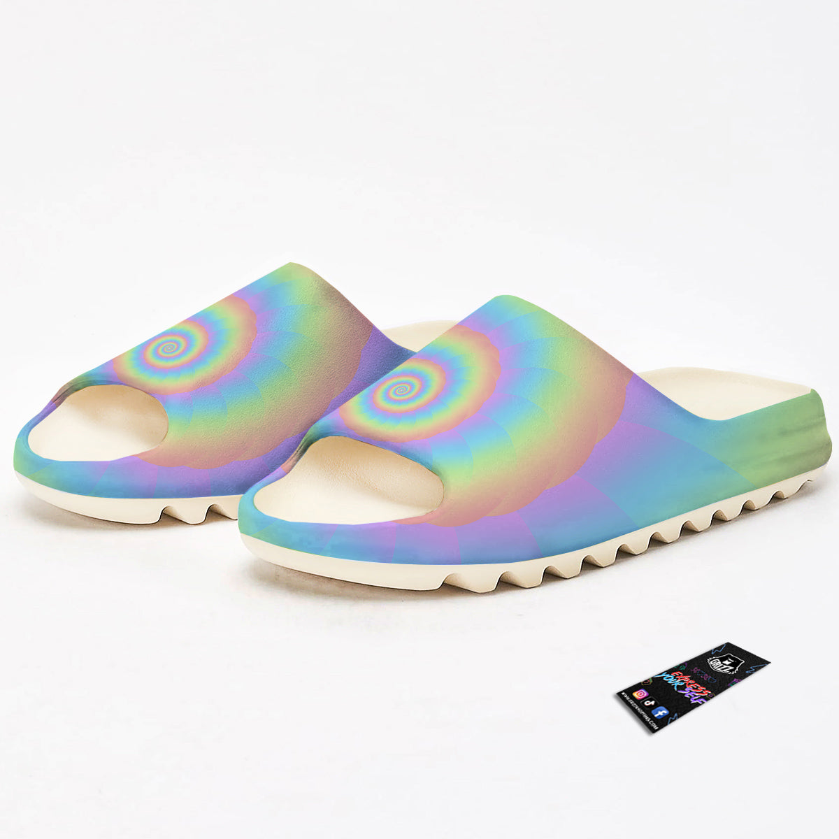Trippy Spiral Colorful Print Sandals-grizzshop