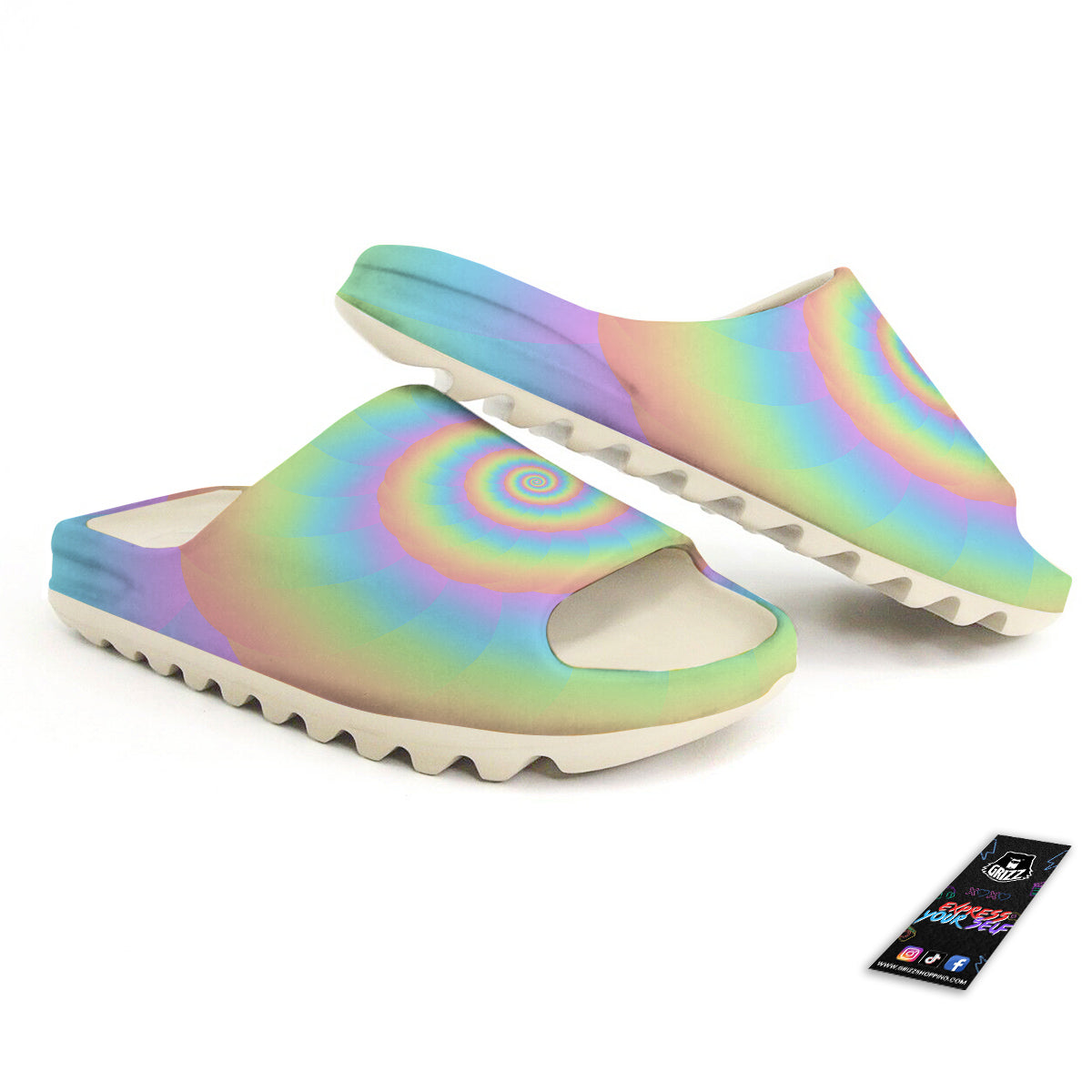 Trippy Spiral Colorful Print Sandals-grizzshop