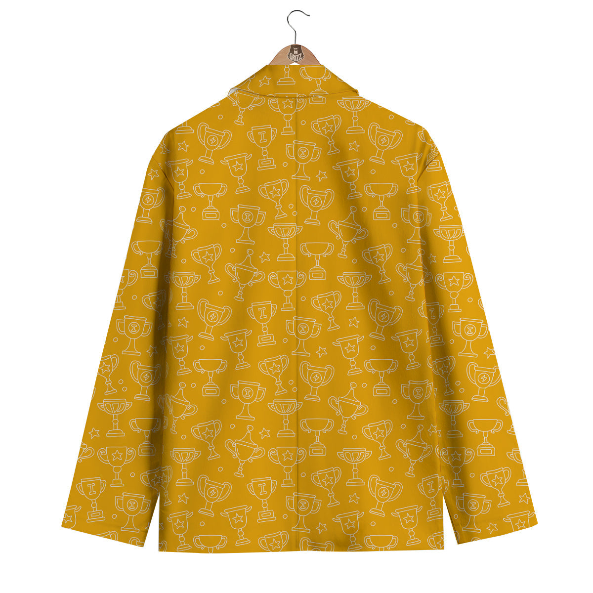 Trophy Yellow Print Pattern Men's Blazer-grizzshop