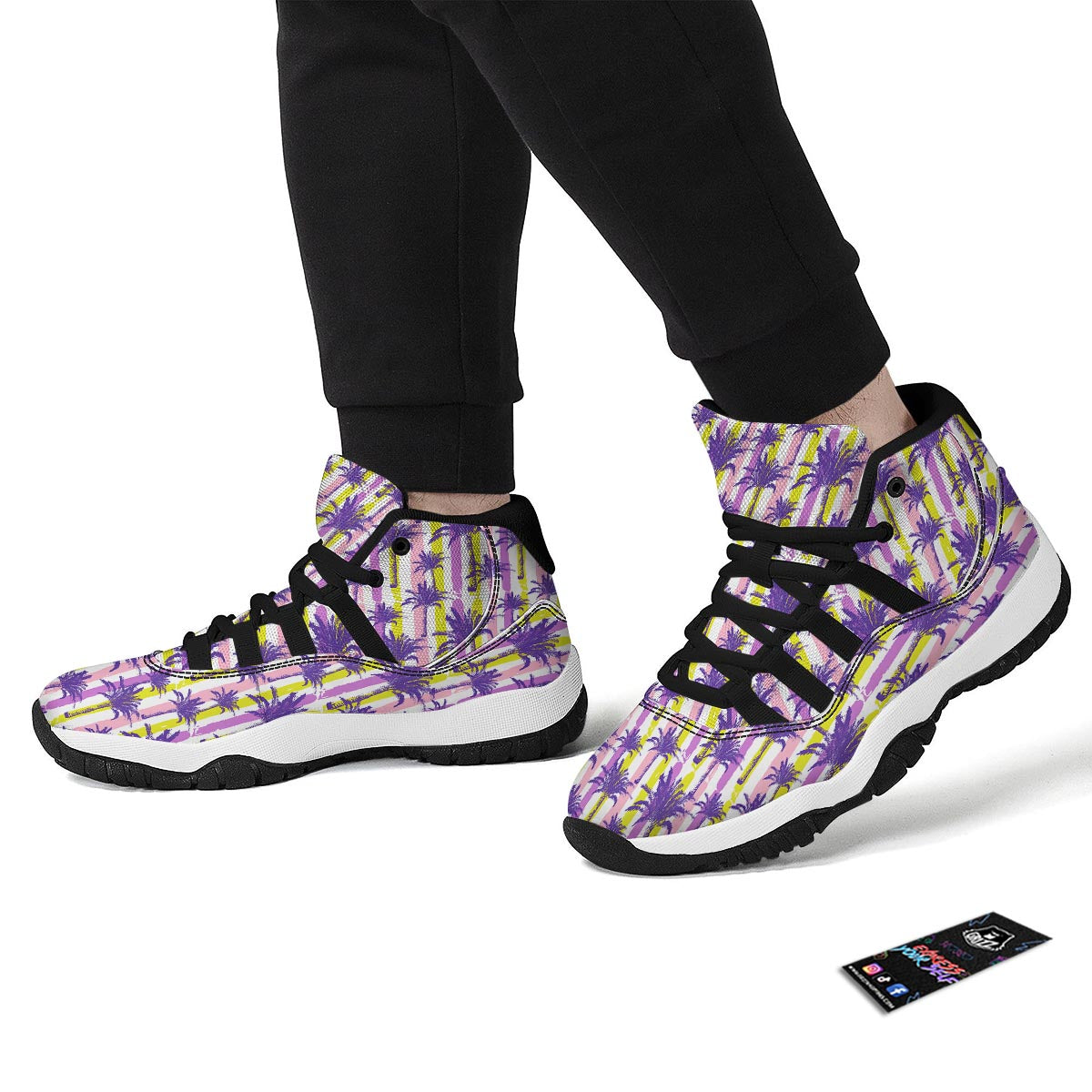 Tropical Abstract Palm Tree Black Bball Shoes-grizzshop