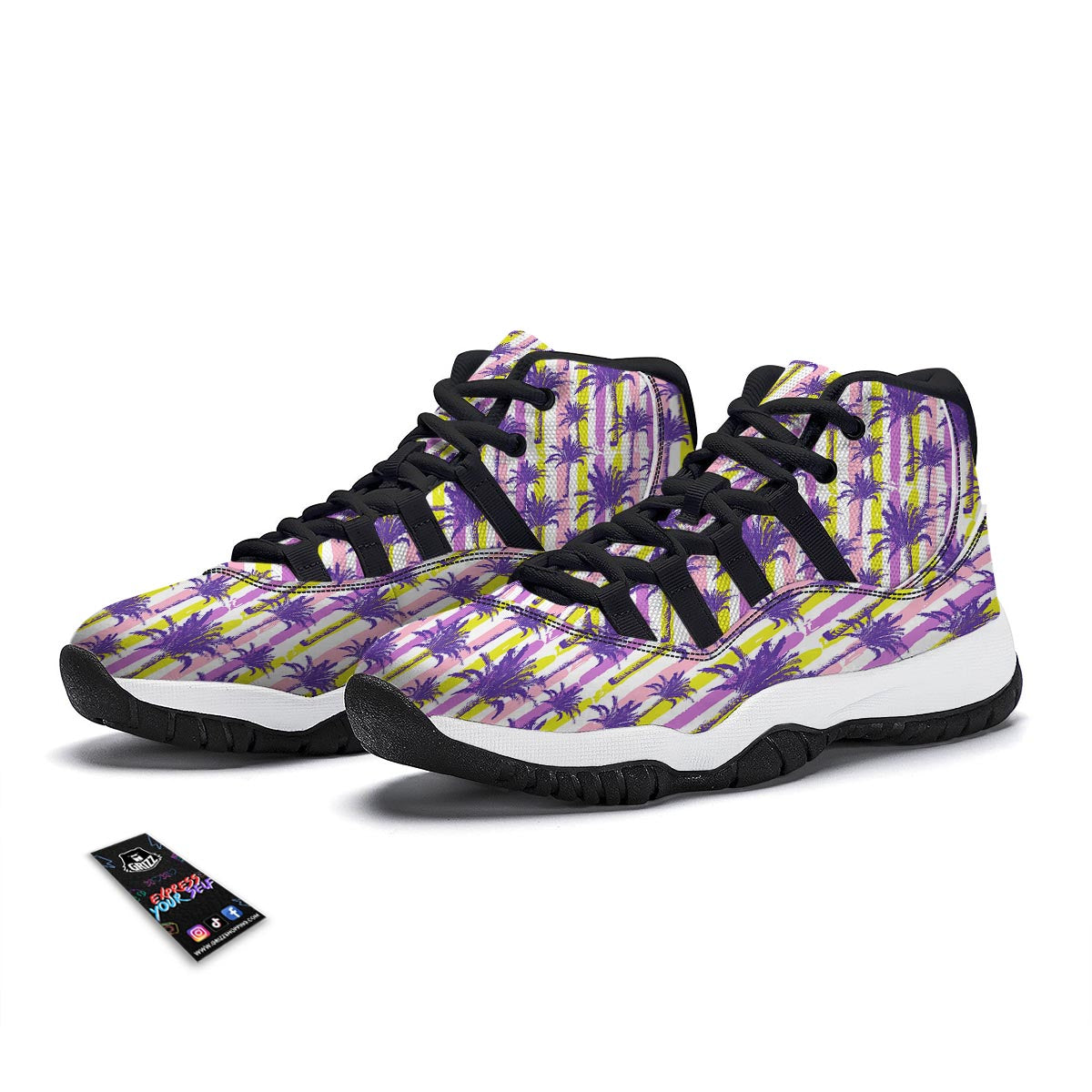 Tropical Abstract Palm Tree Black Bball Shoes-grizzshop