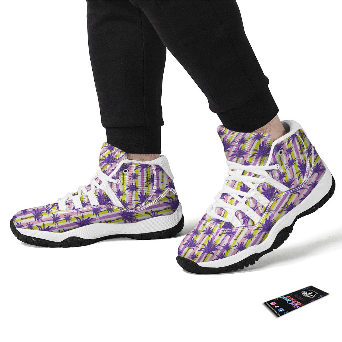 Tropical Abstract Palm Tree White Bball Shoes-grizzshop