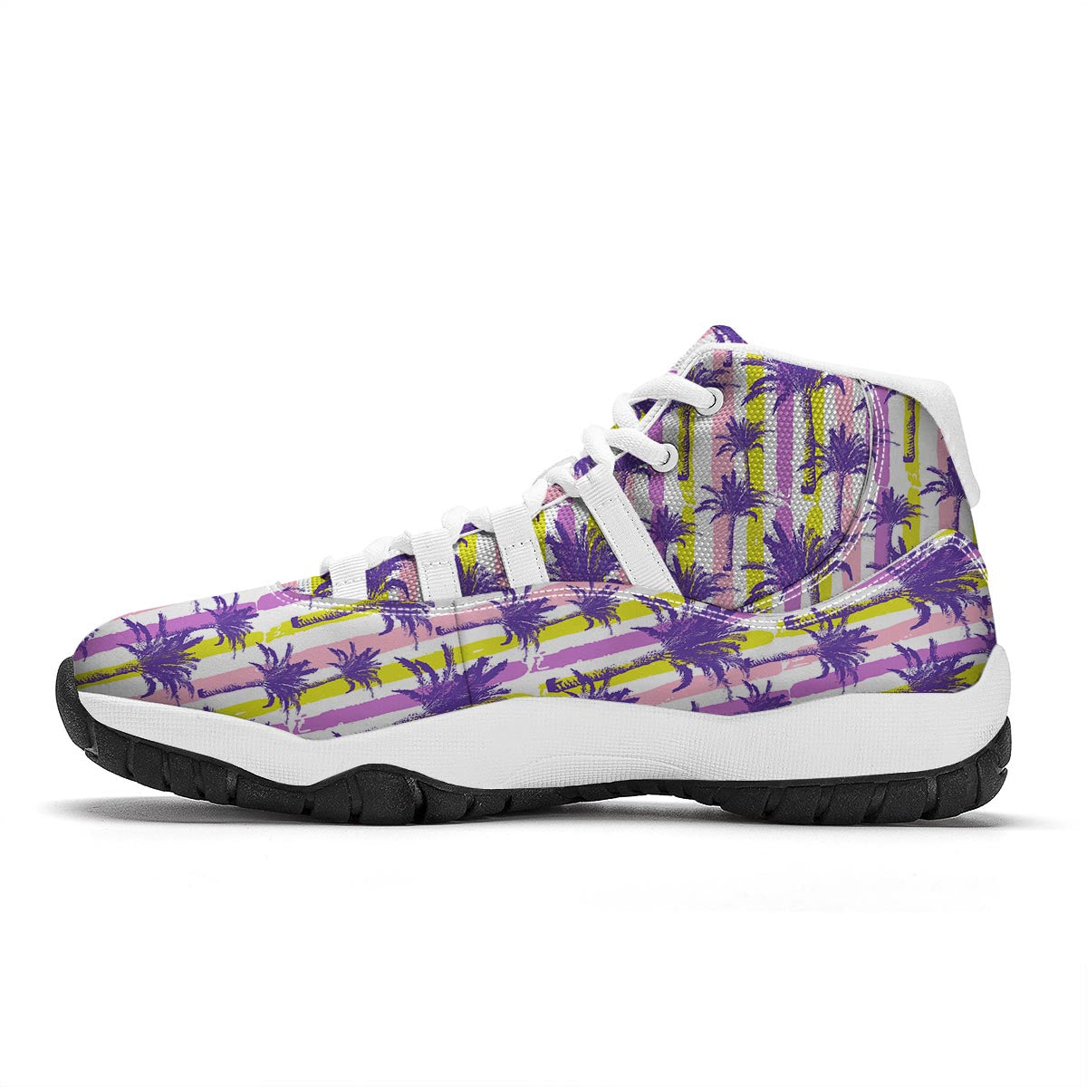 Tropical Abstract Palm Tree White Bball Shoes-grizzshop