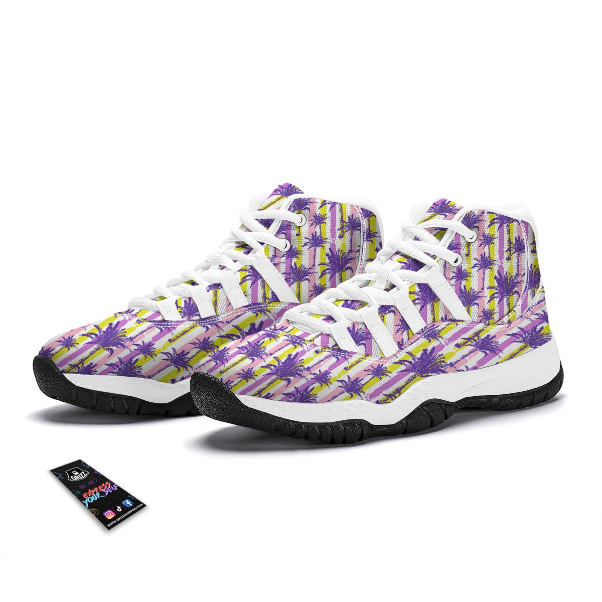 Tropical Abstract Palm Tree White Bball Shoes-grizzshop
