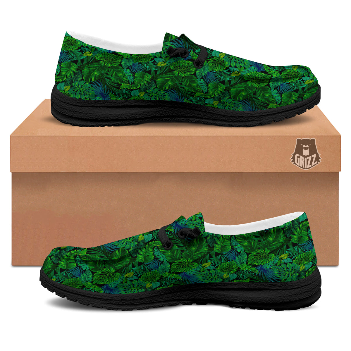 Tropical Aloha Hawaii Print Pattern Black Loafers-grizzshop