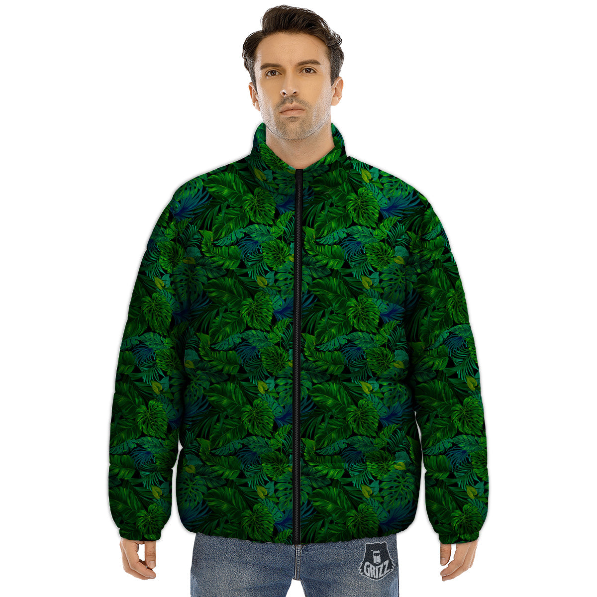 Tropical Aloha Hawaii Print Pattern Puffer Jacket-grizzshop