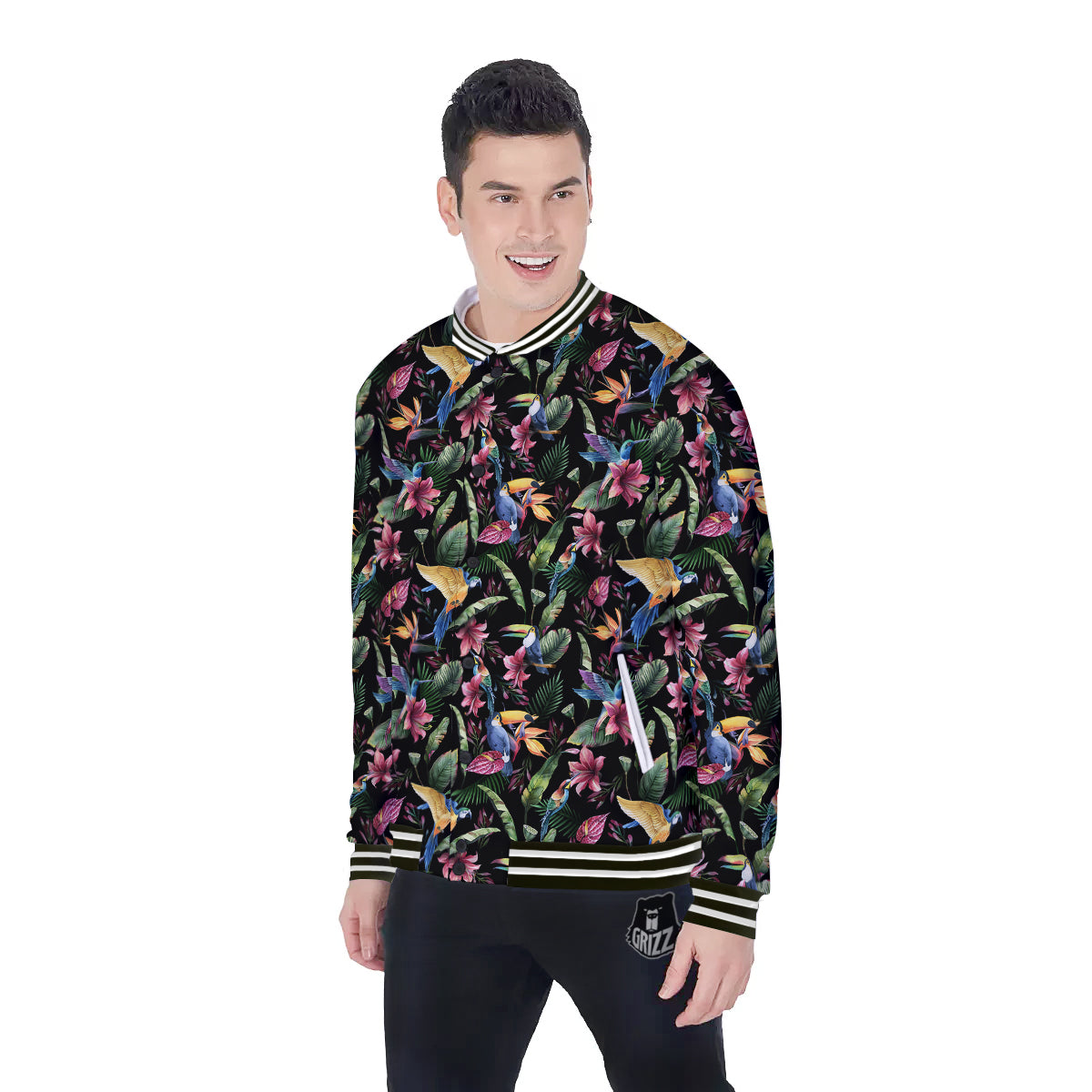 Tropical Aloha Hawaiian Print Pattern Baseball Jacket-grizzshop