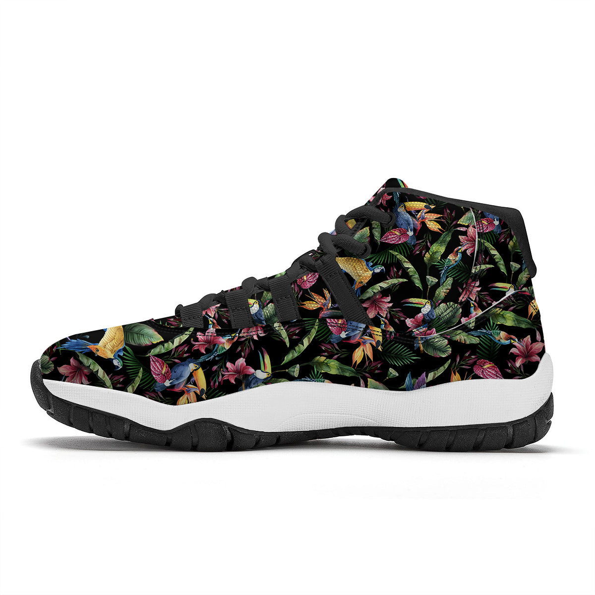 Tropical Aloha Hawaiian Print Pattern Black Bball Shoes-grizzshop