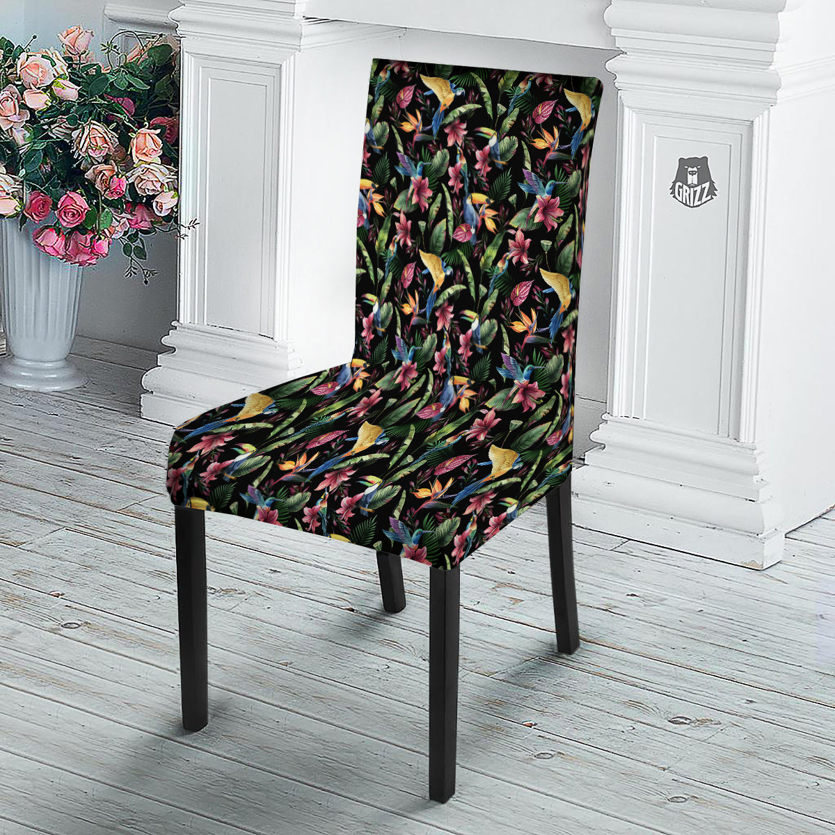 Tropical Aloha Hawaiian Print Pattern Dining Chair Slipcover-grizzshop
