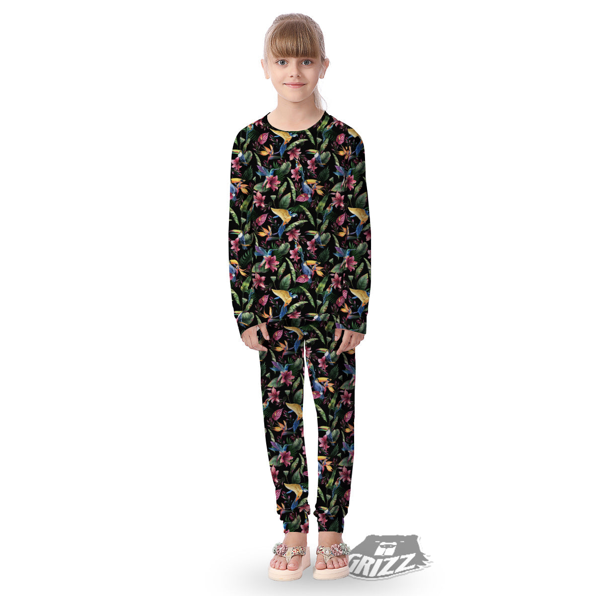 Tropical Aloha Hawaiian Print Pattern Kid's Pajamas-grizzshop