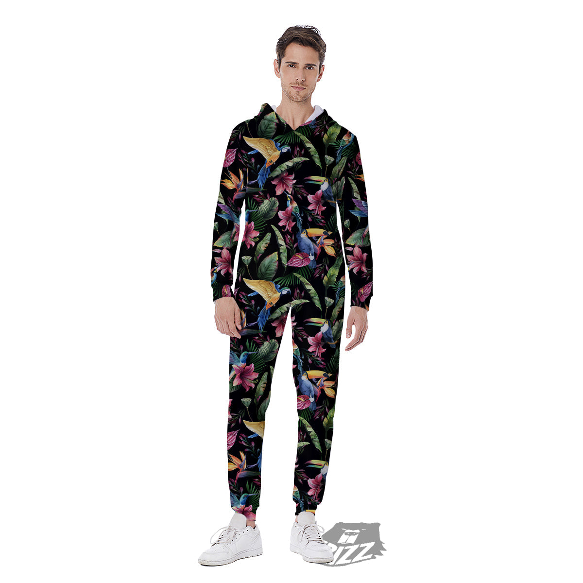 Tropical Aloha Hawaiian Print Pattern Men's Jumpsuit-grizzshop
