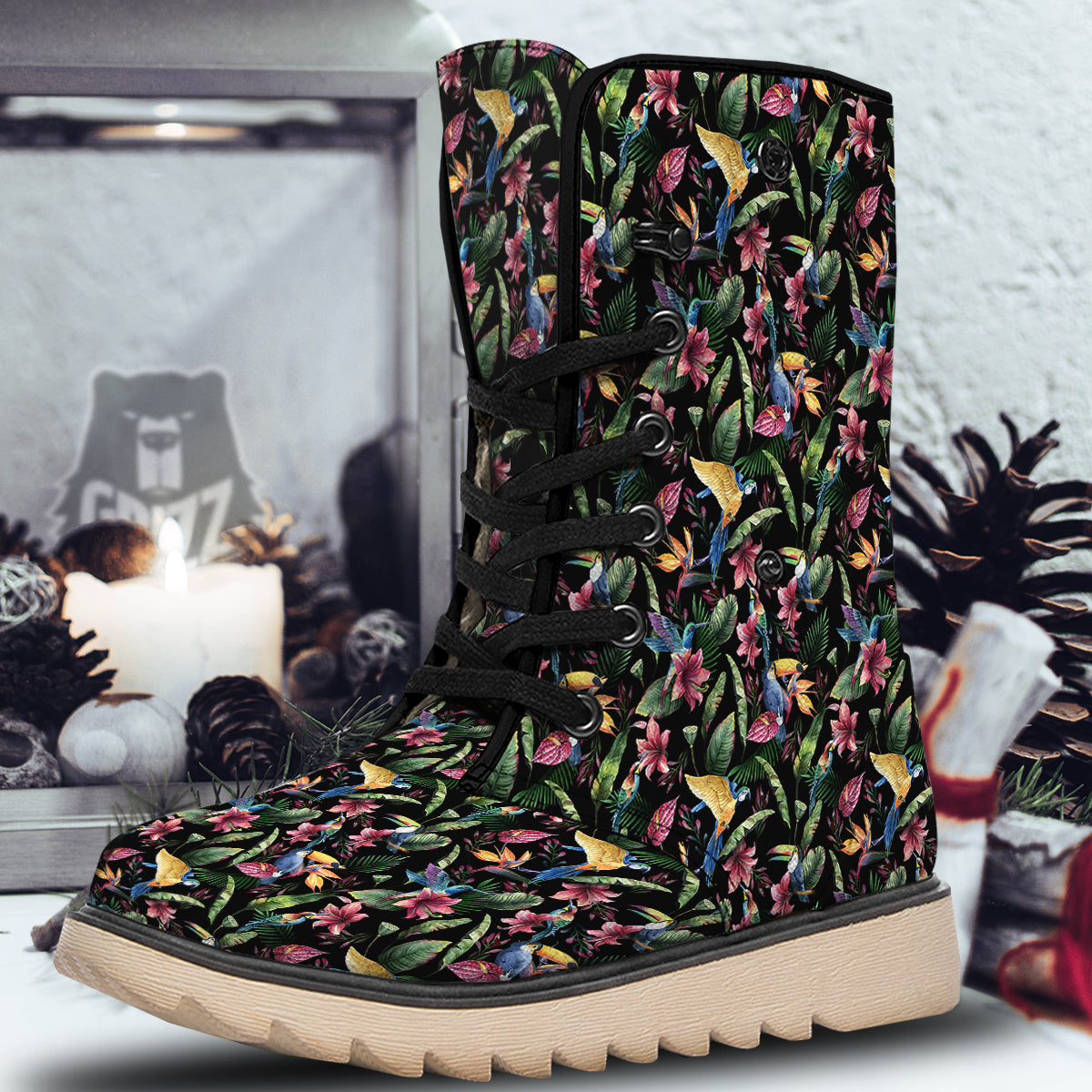 Tropical Aloha Hawaiian Print Pattern Snow Boots-grizzshop