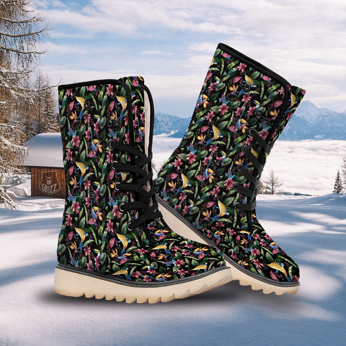 Tropical Aloha Hawaiian Print Pattern Snow Boots-grizzshop