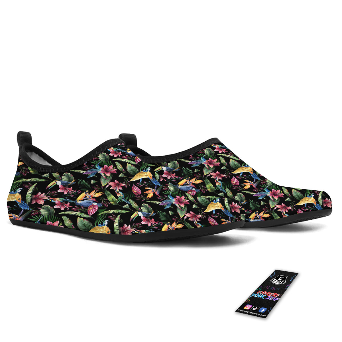 Tropical Aloha Hawaiian Print Pattern Water Shoes-grizzshop
