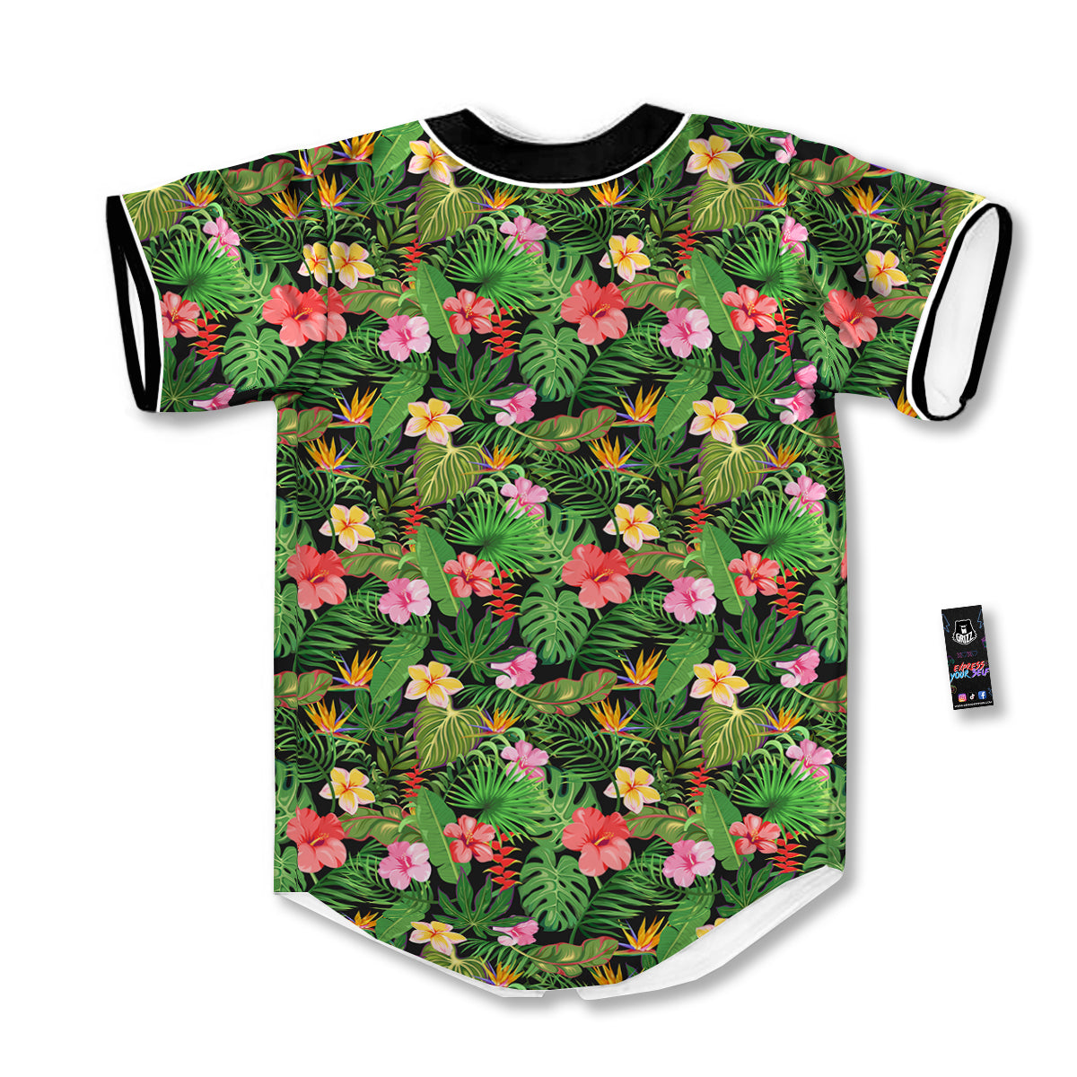 Tropical Aloha Hibiscus Print Pattern Baseball Jersey-grizzshop