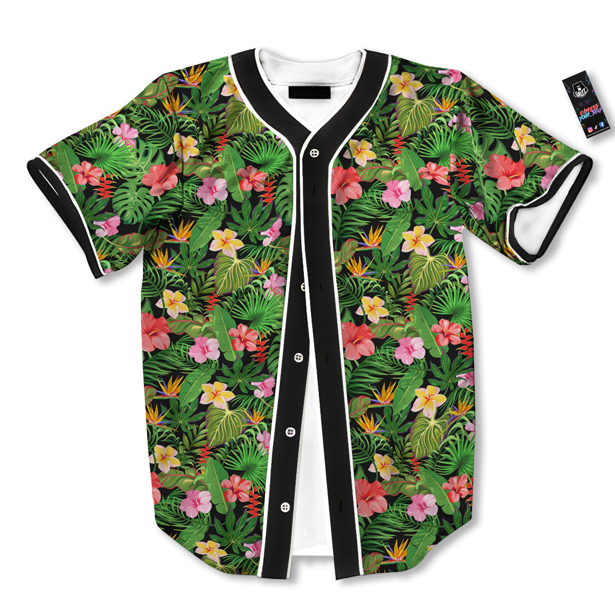 Tropical Aloha Hibiscus Print Pattern Baseball Jersey-grizzshop