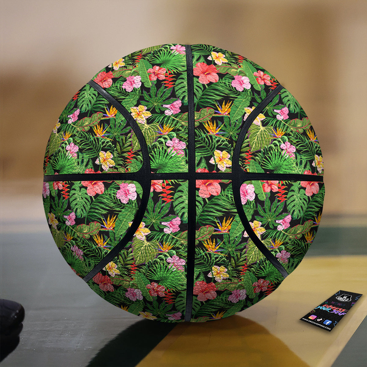 Tropical Aloha Hibiscus Print Pattern Basketball-grizzshop