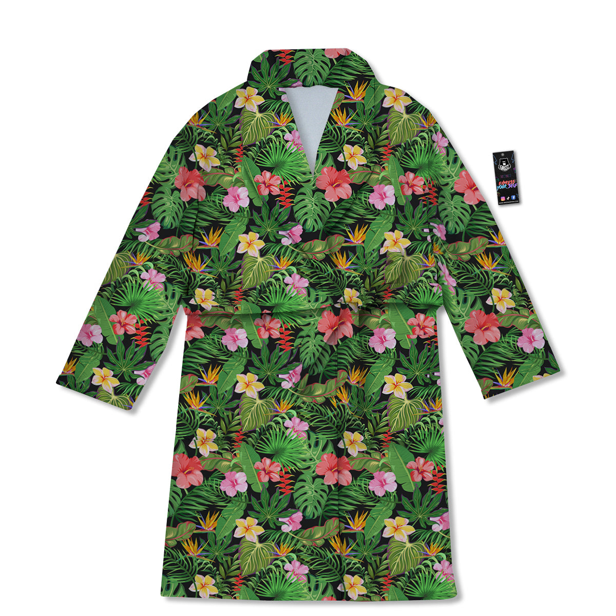 Tropical Aloha Hibiscus Print Pattern Bathrobe-grizzshop
