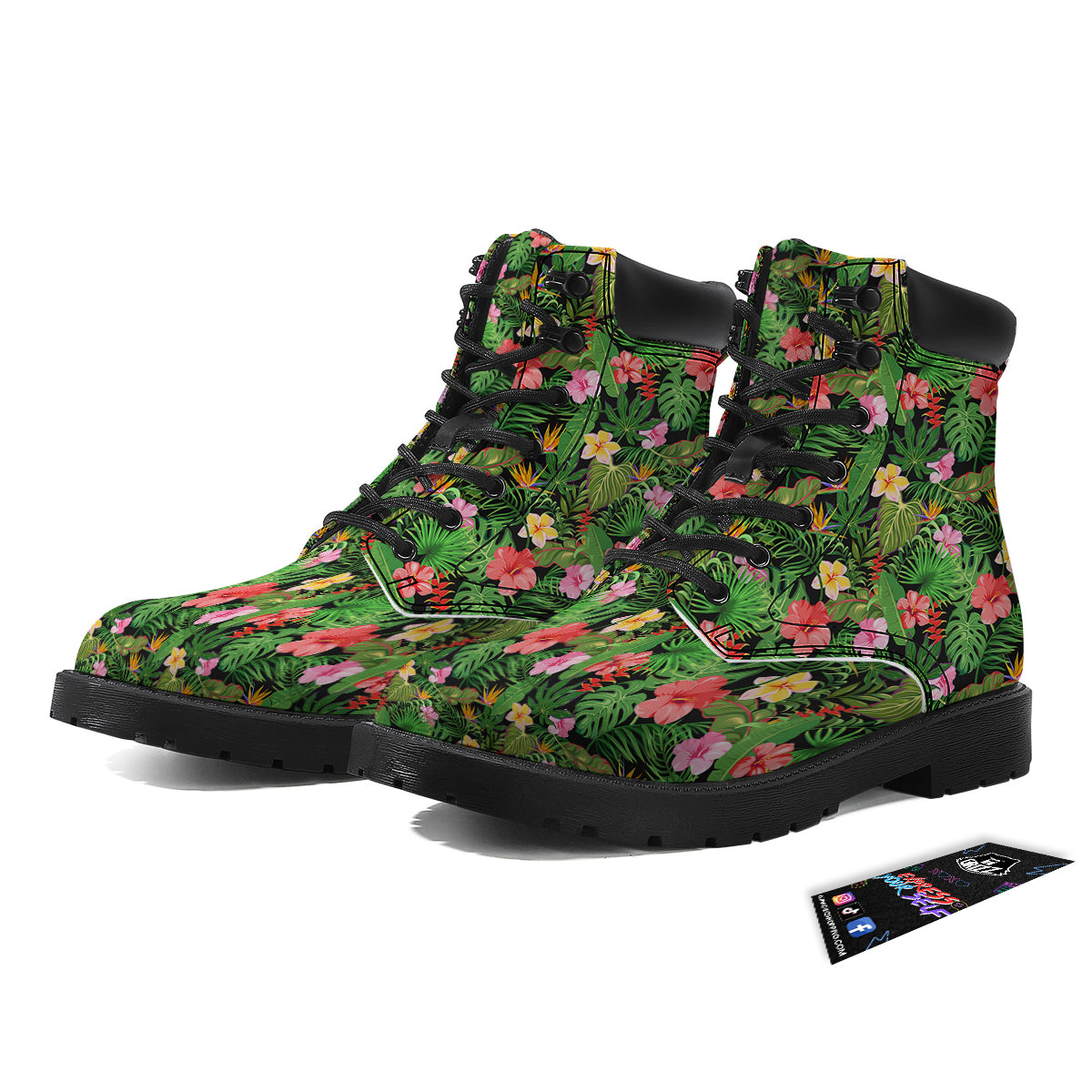 Tropical Aloha Hibiscus Print Pattern Boots-grizzshop