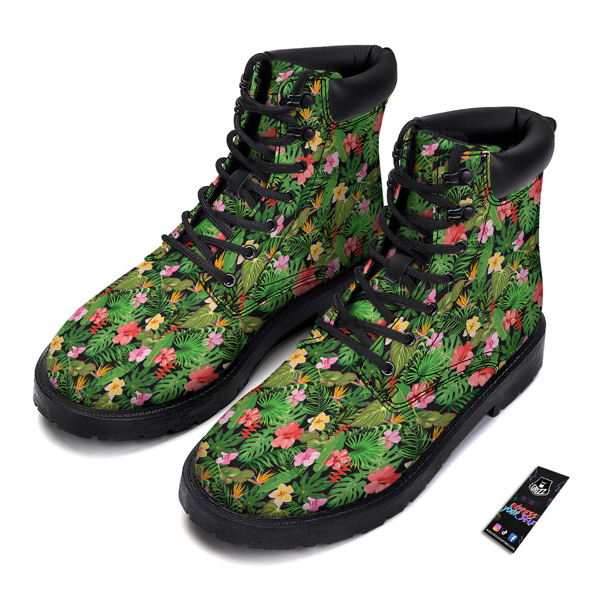 Tropical Aloha Hibiscus Print Pattern Boots-grizzshop