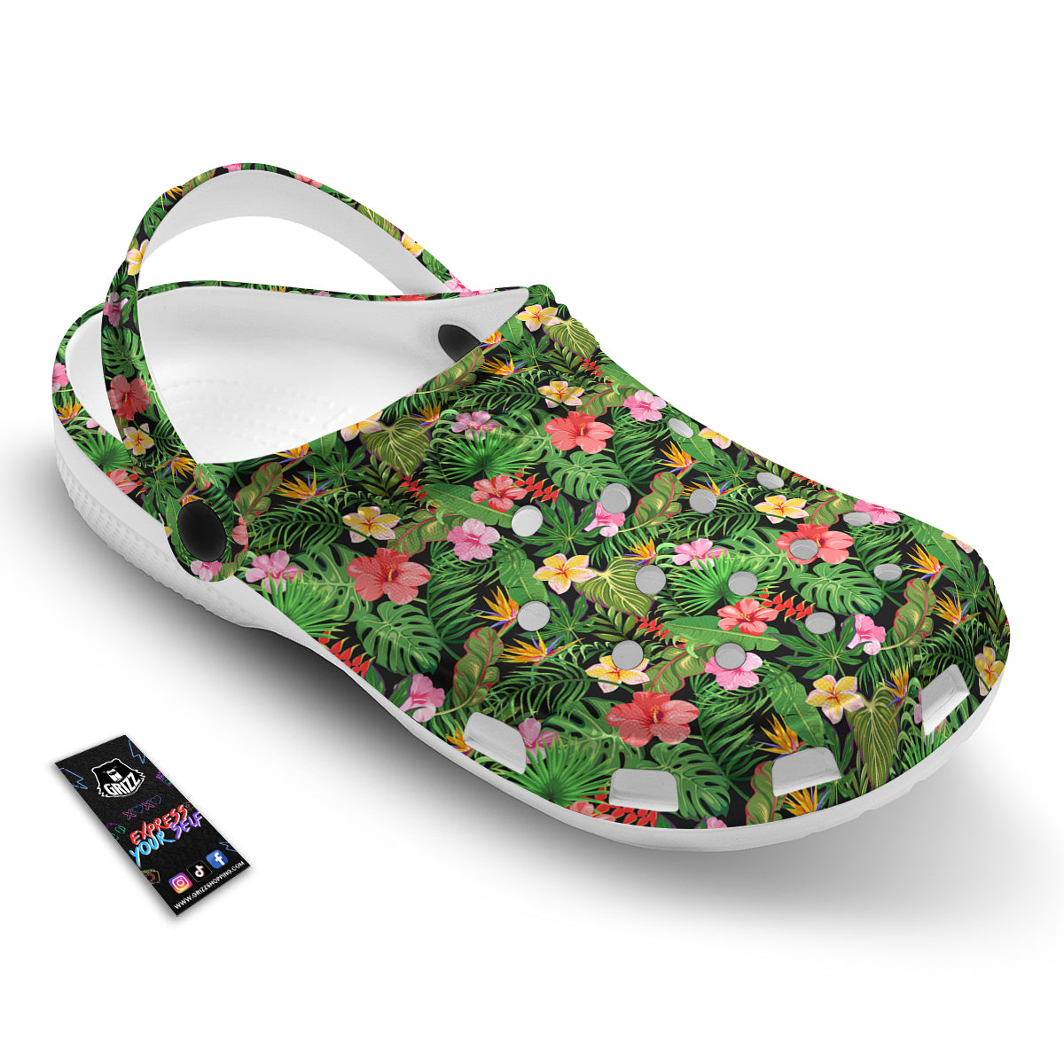 Tropical Aloha Hibiscus Print Pattern Clog-grizzshop